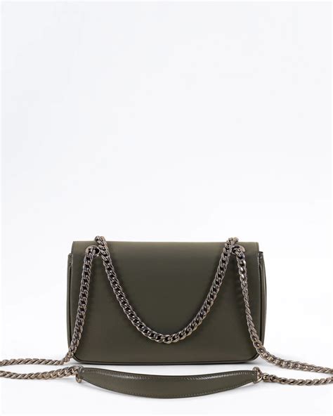 PRADA Saffiano Vernice Chain Crossbody Bag Assenzio